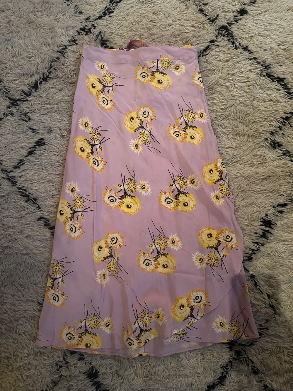 Madewell pink wrap skirt with Yellow Daisy Print
